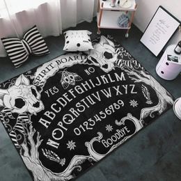 Carpet Modern Cat Skull Head Witch Board Carpet for Living Room Home Decoration Black Gothic Large Area Rugs Bedroom Non-Slip Floor Mat 231013