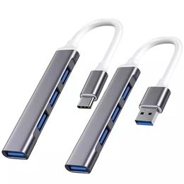 Mini USB Hub Extensions 4 Port USB 3.0 Expander USB 2.0 Hub Adapter Station Ultra Slim Portable Applicable for Laptop, iMac Pro, MacBook Air, Notebook PC, Splitter Aluminium