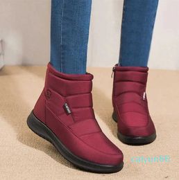 Women Boots Snow Fur Shoes Woman Zipper Platform for Soft Ankle Waterproof Plush Botas Mujer Winter
