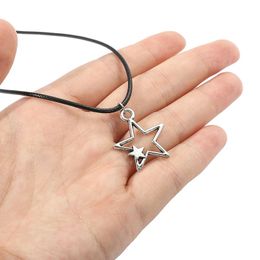 Simple Vintage Antique Silver Color Hollow Star Pendant Necklace For Women Fashion Jewelry gift