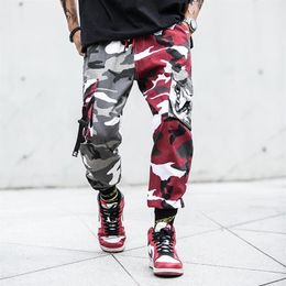 Colour Block Camo Joggers Pants Mens Hip Hop Casual Camouflage Streetwear Ankle-Length Multi-pocket Cotton Trousers Cargo Pants1303m