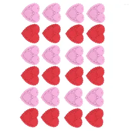 Table Napkin 200 Sheets Food Paper Pad Valentine Themed Lace Doilies Round Tablecloth Tableware Cake Mat Placemat Decorate Mini Heart