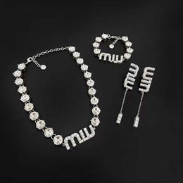 New Letter Full Diamond Necklace Set Light High-grade Design Small Fragrance Miao Family Qingdao Jewelry Female