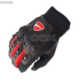 Five Fingers Gloves Leather Gloves Corse Motor Motorcycle Motorbike Racing Driving Riding Black Red For Ducati Team Gloves YQ231014