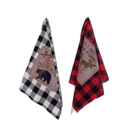 2pc/lot Christmas Towel Plaid Deer Printing Red Black White Snow Super Absorption Kitchen Hand Towel Microfiber Wash Cloth Housewarmng Gift Bathroom Supplies