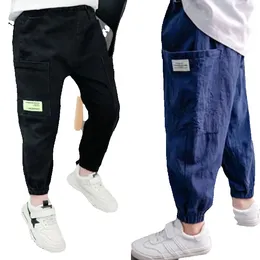 Trousers Boys Pants Cotton Linen Spring And Autumn Summer 2023 Anti-Mosquito Children Korean Handsome Loose Casual