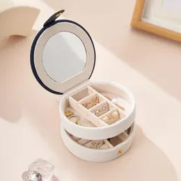 Jewellery Pouches Double Layers Box With Mirror Ring Earring Studs Display Organiser Storage Packaging Supplies