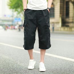 Men's Pants Summer Cargo Shorts Men Cotton Casual Outdoor Loose Multi Pocket Calf Length Plus Size Drop