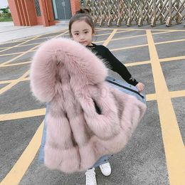 Down Coat Boys Girls Fur Jacket Parkas Winter Faux Fur Liner Coat Children's Outerwear Imitation Fox Fur Hood Girls Jackets Coats TZ127 J231013