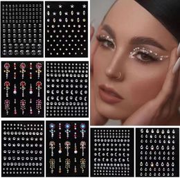 Tattoo Books 1 Pcs Self Adhesive Colored Diamonds Eyeshadow Stickers Color Crystal Diamond DIY Eyes Face Body Makeup Decorations s 231013