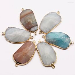 Pendant Necklaces Natural Stone Amazons Irregular Connector Pendants Slice Necklace Gold Plated Edge Charms Diy Fashion Jewellery Wholesale