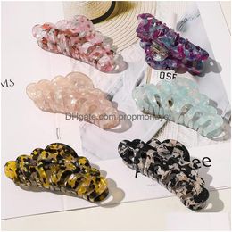 Hair Accessories Jewelry Drop Delivery 2021 Korea Claw Barrettes Acrylic Marble Hairpins Crab Clear Clips Clamp Hair Accessories For W Dhysj