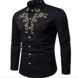 Brand Fashion Male Shirt Long-Sleeves Tops Embroidered Casual High Quailty Mens Dress Shirts Slim255p