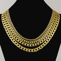 Never rust Luxury Figaro Chain Necklace 4 Size Men Jewellery 18K Real Yellow Gold Plated 9mm Hip hop Chain Necklaces for Women Men341I