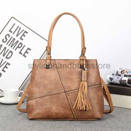 Shoulder Bags Women's Bag 2023 New Casual Tassel Handbag Simple and Double Pocket Tote Bagstylishhandbagsstore