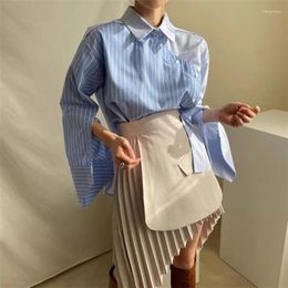 Women's Blouses Women Striped Irregularity Patchwork Top Tees Fall Vintage Harajuku Fashion Korean Loose Colorful Shirts Female S013