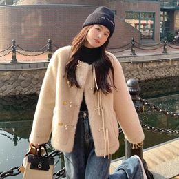 Women's Fur Retro Buckle Imitation Mink Velvet Short Jacket Women Autumn Winter 2023 Unique Faux Coat