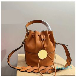 Designers Bucket Shoulder Women Real Leather Handbag Crossbody Female Purses High Quality Woven shoulder strap