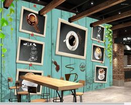 Wallpapers Papel De Parede Wooden Vintage Coffee Label Bar Cafe 3d Wallpaper Mural Living Room Tv Wall Bedroom Papers Home Decor