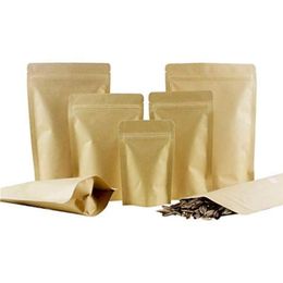 Food Moisture Proof Bags Packaging Sealing Pouch Brown Kraft Paper Pouch with Aluminium Foil Inside Bags for Food Tea Snack Uxfat