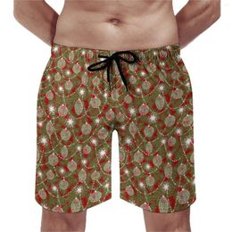 Men's Shorts Summer Board Christmas Tree Surfing Holidays Print Graphic Beach Short Pants Hawaii Quick Dry Swim Trunks Large Size