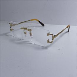 New selling clear small lens frameless 18k frames gold-plated ultra-light square rimless optical glasses men business style eyewea277N