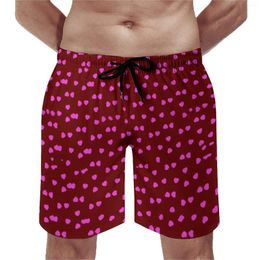 Men's Shorts Pink Hearts Pirnt Gym Happy Valentine Classic Beach Man Design Running Surf Fast Dry Swim Trunks Birthday Gift