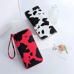 Wallets Arrival Cow Pattern Leather Wallet Women's Zipper Purse Card Holder Bag Long Wristband Clutch Large Capacity