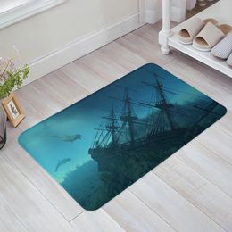 Carpets Sinking Ship Underwater Dolphin Kitchen Floor Mat Living Room Decor Carpet Home Hallway Entrance Doormat Anti Slip Rug