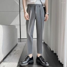 Men's Pants Legible Spring Autumn Casual Suit Men Solid Ankle Length Pant Male Straight Trousers Man