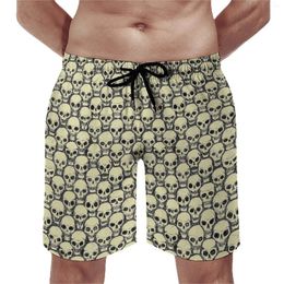 Men's Shorts Funny Skull Board Gothic Print Cute Hawaii Beach Men Graphic Running Surf Fast Dry Swimming Trunks Gift