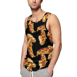 Men's Tank Tops Pizza Top Male Food Italian Streetwear Summer Bodybuilding Printed Sleeveless Vests Plus Size