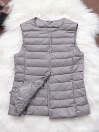 Womens Jackets Fitaylor 90% Ultra Light White Duck Down Women Vest Thin Coat Women Duck Down Sleeveless Jacket V Collar Or O Collar Coat 231013