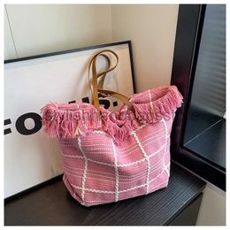 Shoulder Bags Handbag 2023 Summer New Tassel Simple Shoulder Bag Large Capacity Fashion Handbagstylishhandbagsstore