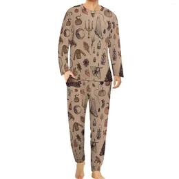 Men's Sleepwear Halloween Pajamas Witch Horror Creepy Male Long Sleeve Cute Pajama Sets 2 Piece Aesthetic Spring Graphic Nightwear Birthday