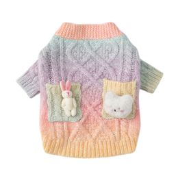 Abbigliamento autunnale e invernale caldo maglione grosso per animali domestici orsacchiotto gatto cucciolo vestiti per cani maglione arcobaleno invernale vestiti per cani
