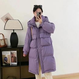 Women's Trench Coats 2023 Women Long 90% White Duck Down Casual Coat Female Knee Length Loose Thick Warmth Winter Hooded Jacket Outwear