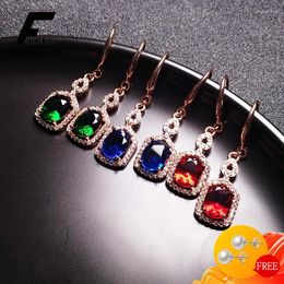 Dangle Earrings Retro 925 Silver Jewelry Geometric Colorful Topaz Gemstone Drop Earring For Women Wedding Engagement Party Accessories