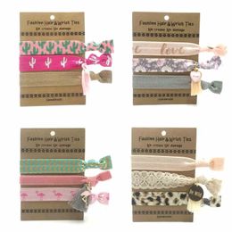 Other Fashion Accessories 20 Packs 3 Hair Ties Bracelet LOVE Flamingo Be Wild Elastic Hair Band With Tassel Pandents Jewellery Wristband Ponytail Holder 231013