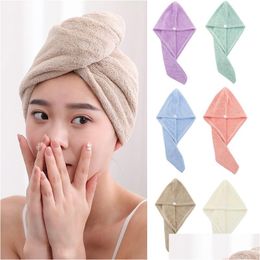 Towel Microfiber Coral Fleece Thickening Hair Drying Hat Turban Super Absorbent Amazing Magic Quick-Drying Shower Cap Bath Homefavor Dh5E2