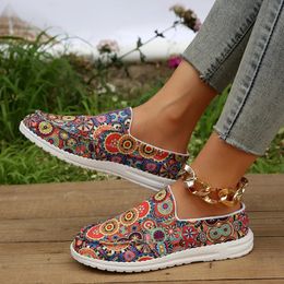 Slippers Canvas Shoe s Slip On Fashion Print Sneakers Low Top Casual Non Lightweight Women Comfy Walking Flat 231013