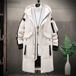 Men's Down Parkas Warm Thick Men White Duck Down Jacket Hooded Puffer Jackets Coat Winter New Casual Long Parka Overcoat Outdoor lti-pocketL231014