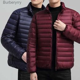 Men's Down Parkas Autumn and Winter New Lightweight Down Jacket with Solid Standing Collar Casual and Versatile Warm Down Jacket for Men and WomeL231014