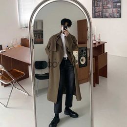 Men's Wool Blends British Style Trench Men Solid Double Breasted Oversize Leisure Long Coats Stylish Outwear Hombre Korean Style BF Windbreaker J231014