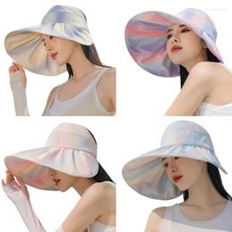 Wide Brim Hats 449B Elegant Big Sun Visor Hat Gradient Colour Summer Empty Top Gift For Family Gatherings And Friend Birthday