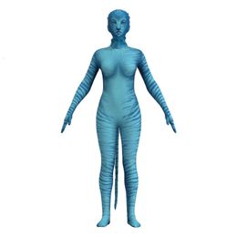 Theme Costume Movie Avatar Cosplay Costume Jake Sully Neytiri Polyester Zentai Party Jumpsuit Tail Halloween Costume Women Girls Asian Size 231013