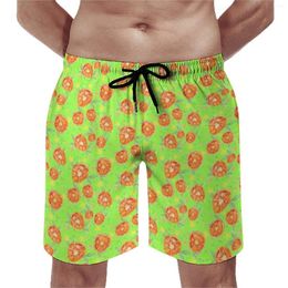 Men's Shorts Board Orange Fruits Retro Swim Trunks Flowers Males Comfortable Sports Fitness Plus Size Beach Short Pants