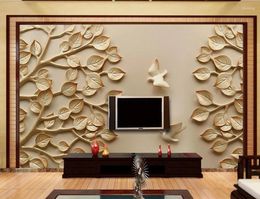 Wallpapers TV Backdrop Dimensional Relief 3d Stereoscopic Wallpaper Mural Home Decoration