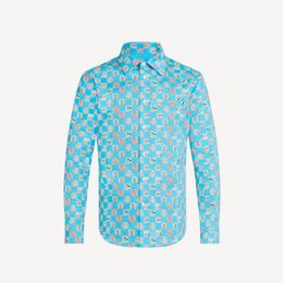 Damier Pattern Classic Shirt Mens Designer Shirts Brand Clothing Men Long Sleeve Dress Shirt Hip Hop Style High Quality Cotton SHI225Q