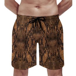 Men's Shorts Brown Snakeskin Board Summer Animal Print Sportswear Short Pants Men Fast Dry Casual Pattern Plus Size Beach Trunks